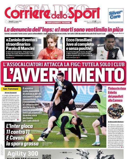 L'apertura del Corriere dello Sport sulla Serie A: "L'avvertimento"