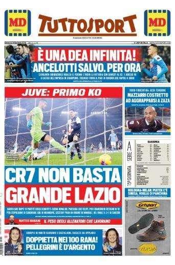 L'apertura di Tuttosport: "CR7 non basta, grande Lazio"