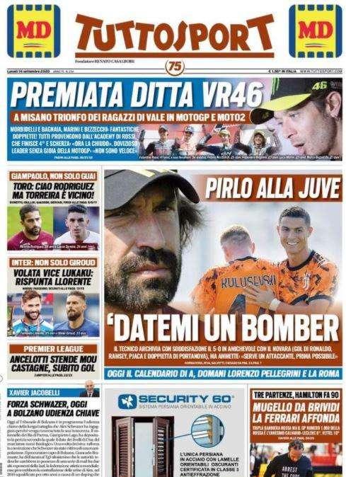  L'apertura di Tuttosport: "Pirlo alla Juve: 'Datemi un bomber'