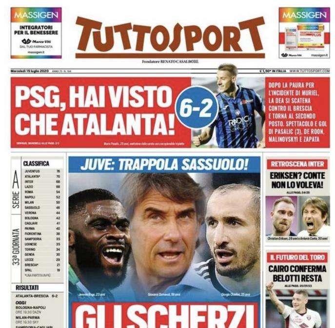 L'apertura di Tuttosport: "Gli scherzi di Carnevali"