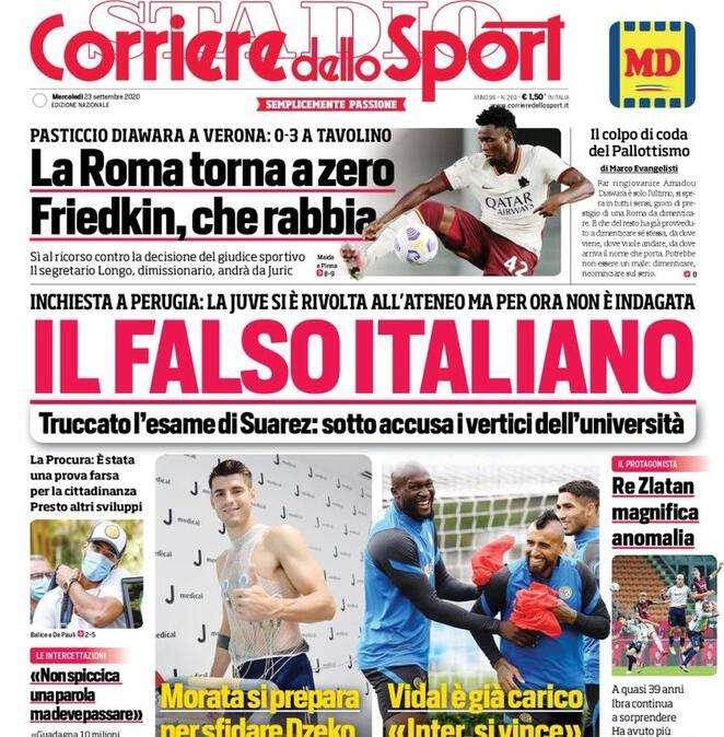 L'apertura del Corriere dello Sport: "Il falso italiano"