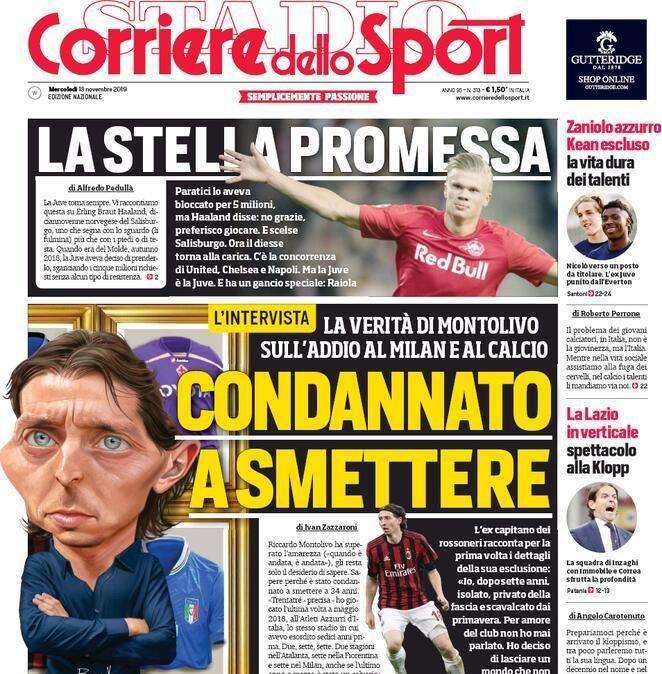 Corriere dello Sport, parla Montolivo: "Condannato a smettere"