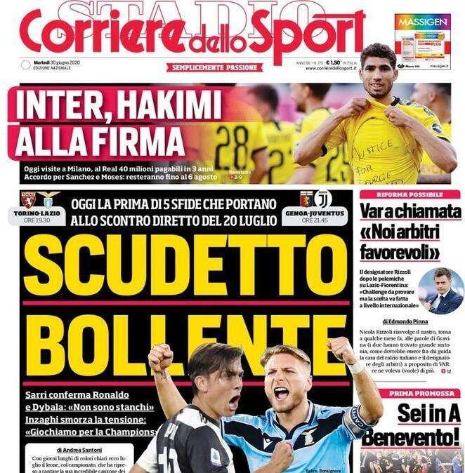 Corriere dello Sport in apertura: "Scudetto bollente"