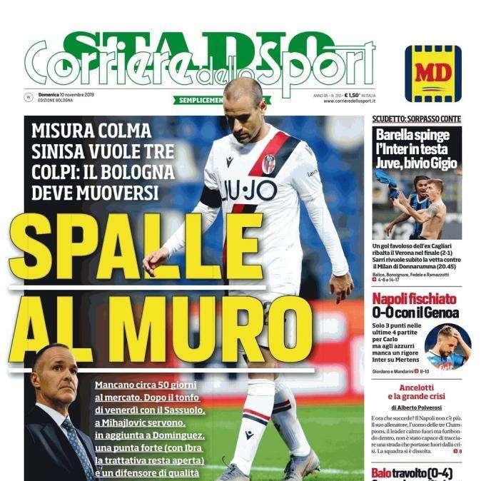 Corriere dello Sport-Stadio in prima pagina: "Spalle al muro"