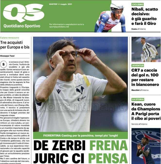QS-La Nazione: "Fiorentina: De Zerbi frena, Juric ci pensa. Idea Dionisi"