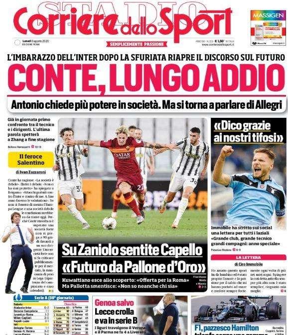 L'apertura del Corriere dello Sport: "Conte, lungo addio"