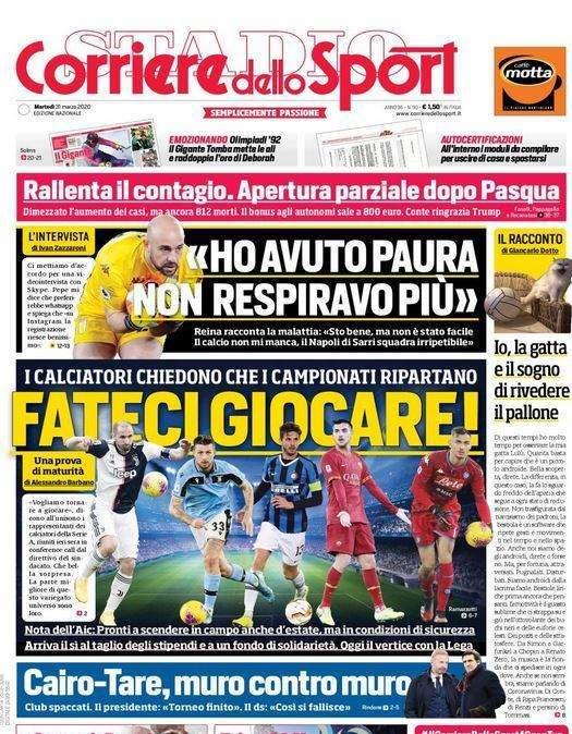 Prima pagina Corriere dello Sport: "Fateci giocare"