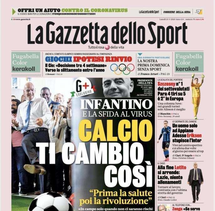 La Gazzetta dello Sport, Infantino e il virus: "Calcio, ti cambio così"