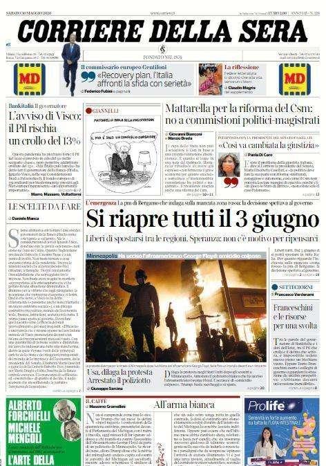 Corriere della Sera: "La A ricomincia il 20 con Torino-Parma"