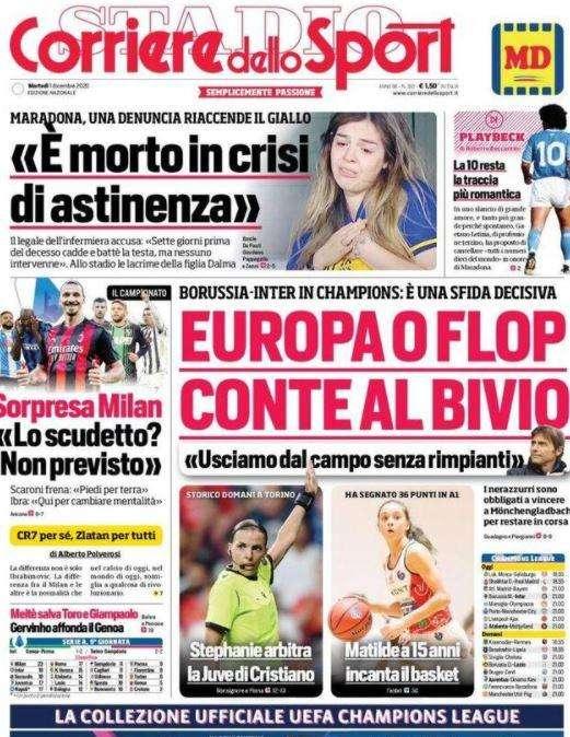 L'apertura del Corriere dello Sport: "Europa o flop: Conte al bivio"