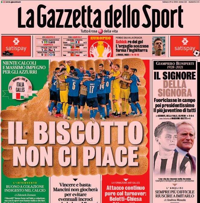 Rassegna stampa sportiva oggi: prime pagine sabato 19 giugno 2021