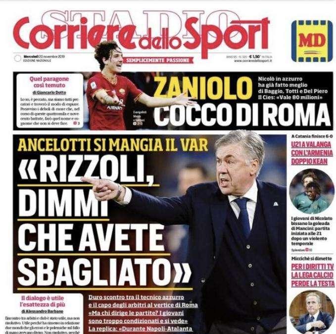 La prima pagina del Corriere dello Sport: "Rizzoli dimmi che avete sbagliato"