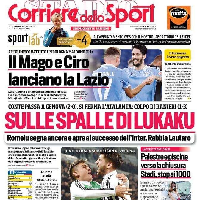 L'apertura del Corriere dello Sport sull'Inter: "Sulle spalle di Lukaku"