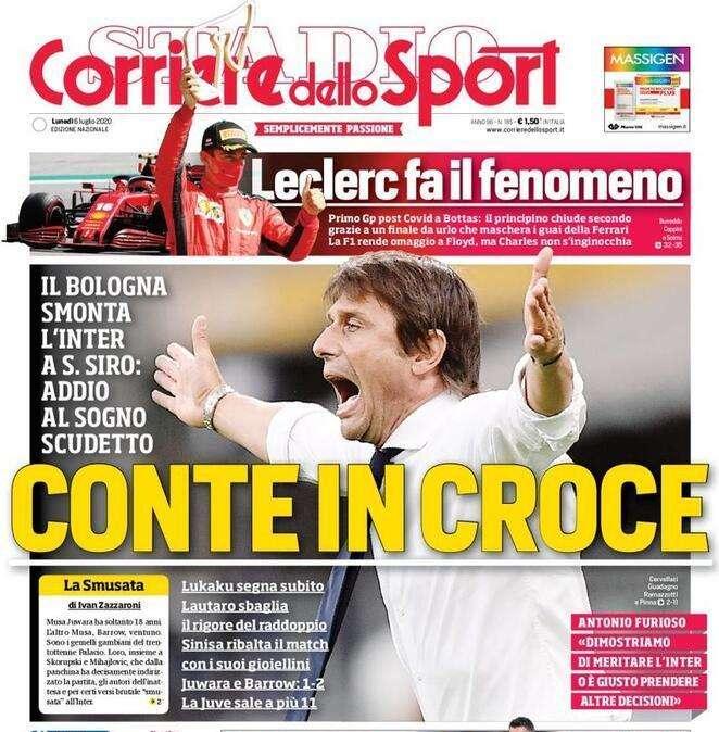 L'apertura del Corriere dello Sport sull'Inter: "Conte in croce"