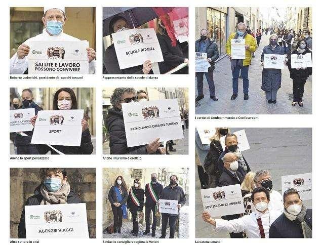 La “Catena Umana” del Terziario per chiedere di far convivere salute e lavoro 
