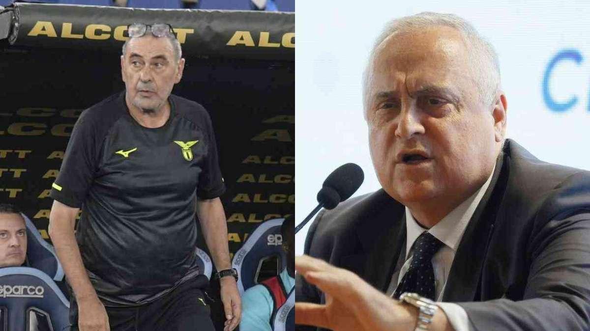 Maurizio Sarri e il presidente della Lazio Lotito (Lapresse - Ternana News)