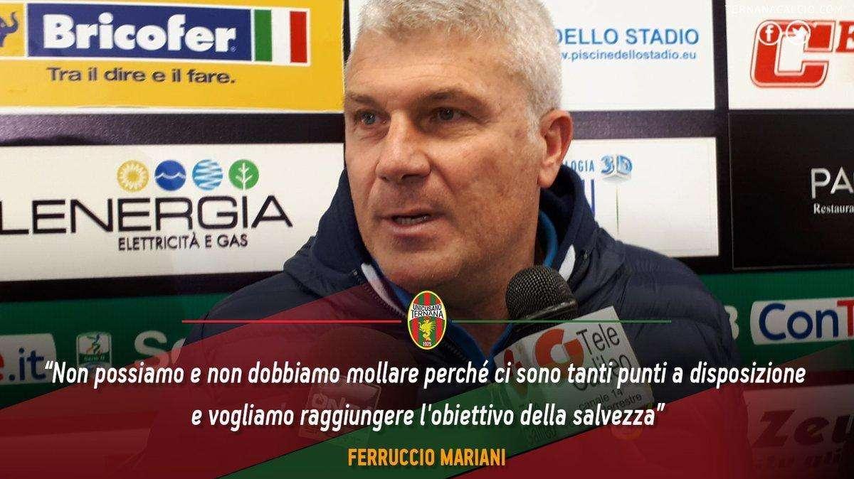 Ternana-Entella, Mariani: "Non possiamo e non vogliamo mollare"