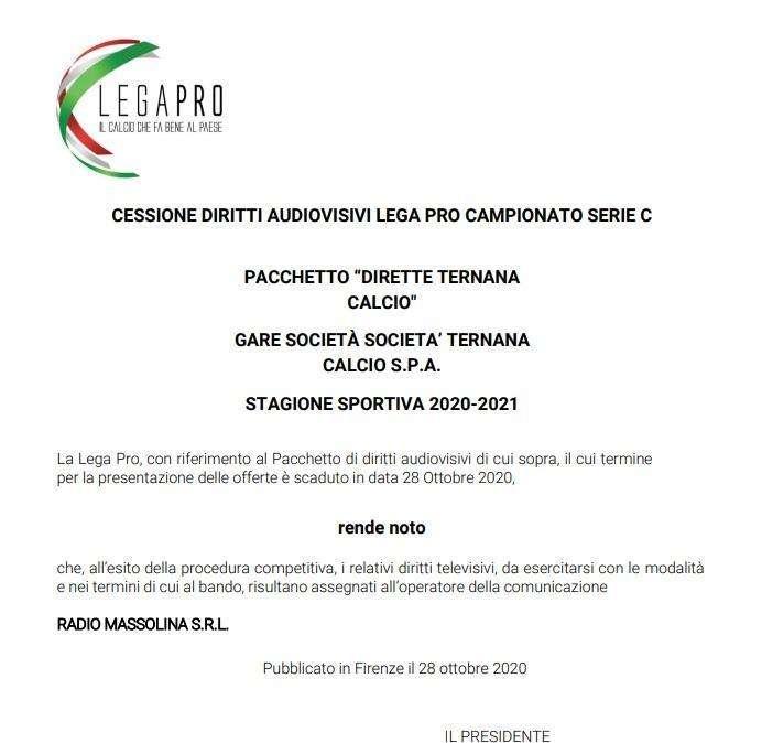 Tutte le partite della Ternana in chiaro su UnicusanoTv