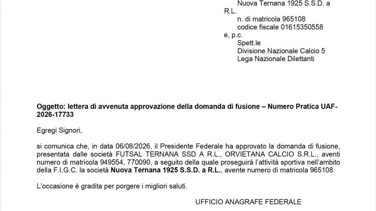 Lettera fusione ok