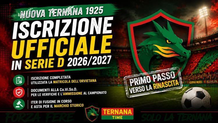 NUOVA TERNANA 1925, ISCRIZIONE PRESENTATA CON MATRICOLA DELL'ORVIETANA