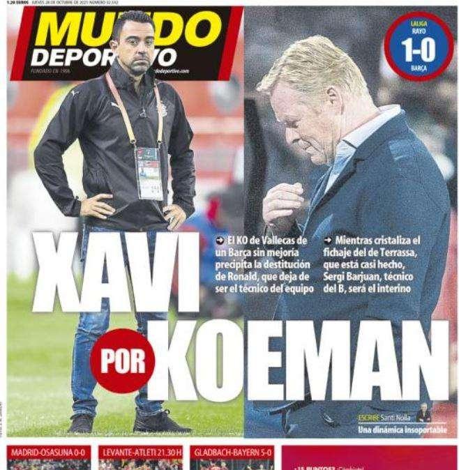 Mundo Deportivo: "Xavi por Koeman"