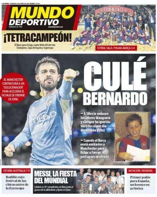 Mundo Deportivo: "Culé Bernardo"