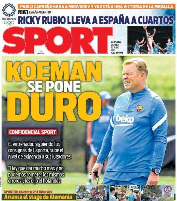 Sport: "Koeman se pone duro"