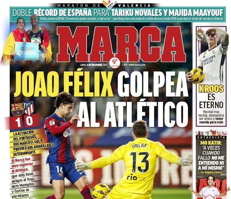 Marca: "Joao Félix golpea al Atlético"