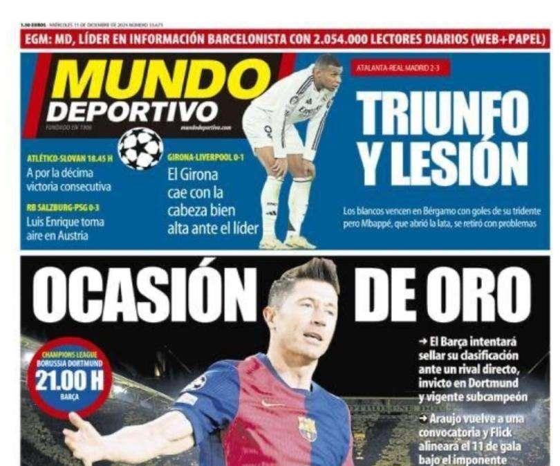 Mundo Deportivo: "Ocasión de oro"