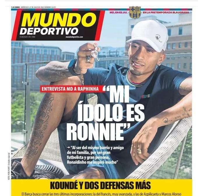 Raphinha en Mundo Deportivo: "Mi ídolo es Ronnie"