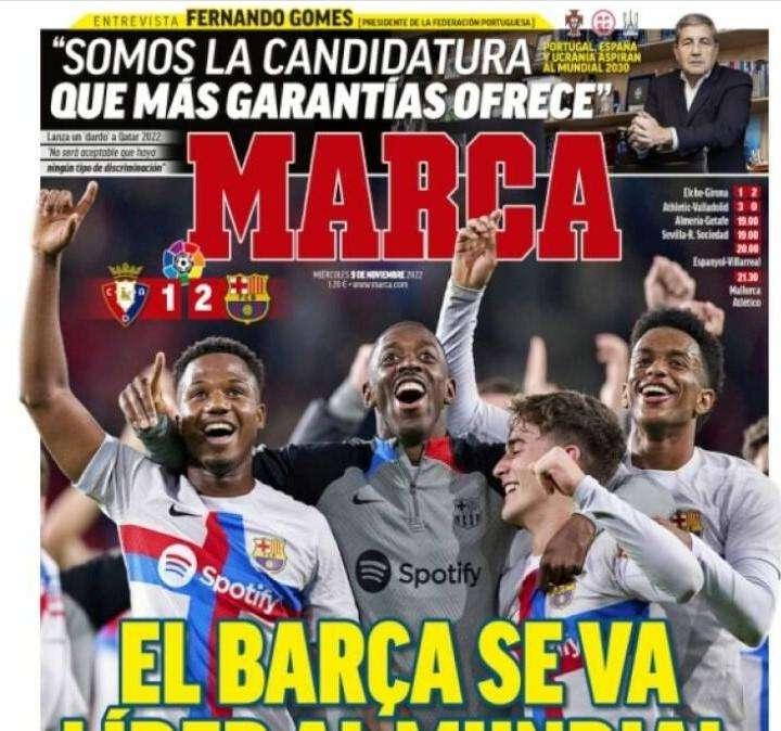 Marca: "El Barça se va líder al Mundial"