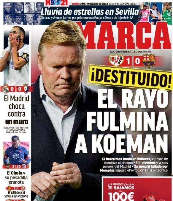 Marca: "El Rayo fulmina a Koeman"