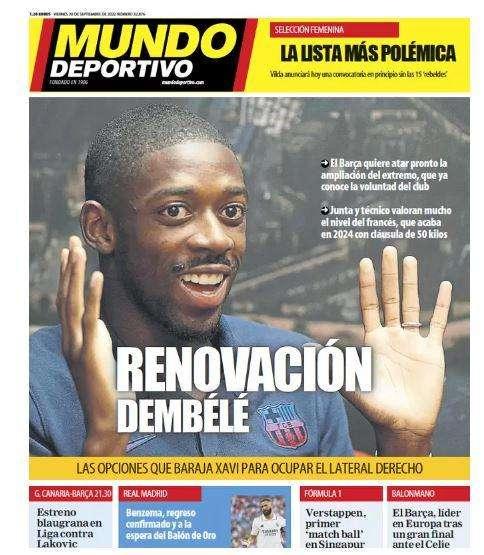 Mundo Deportivo: "Renovación Dembélé"