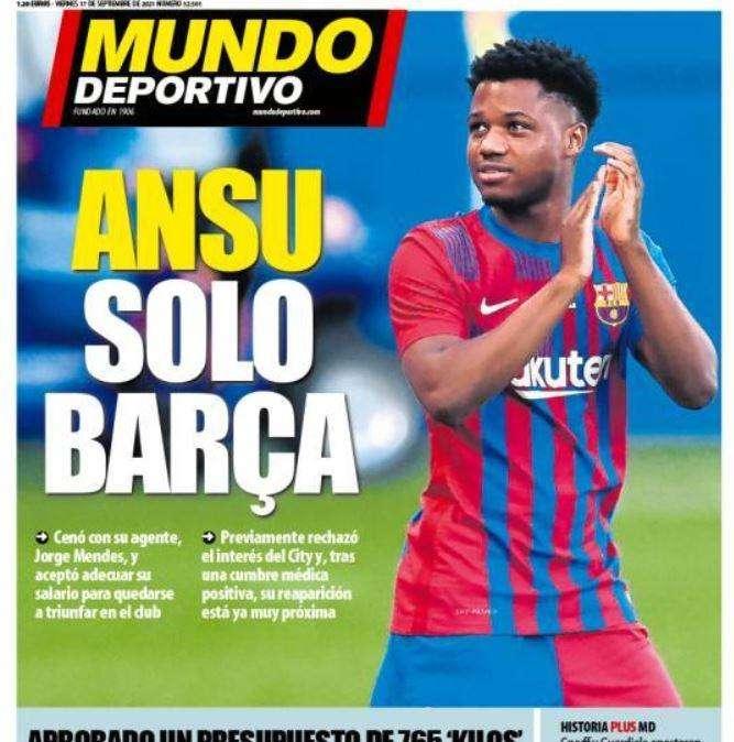 Mundo Deportivo: "Ansu, sólo Barça"