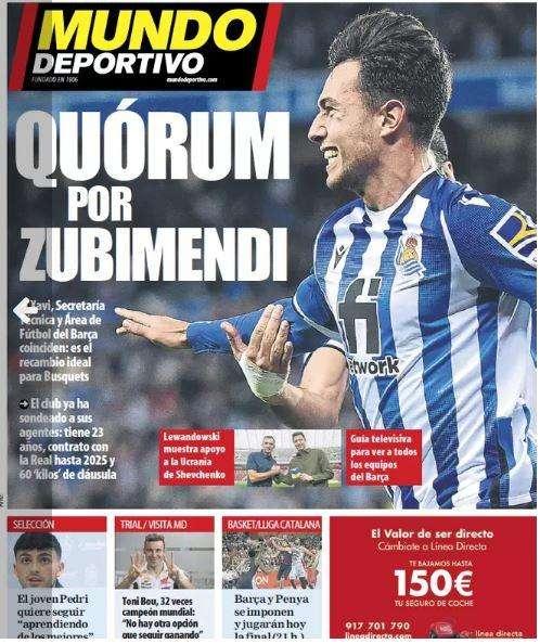 Mundo Deportivo: "Quórum por Zubimendi"