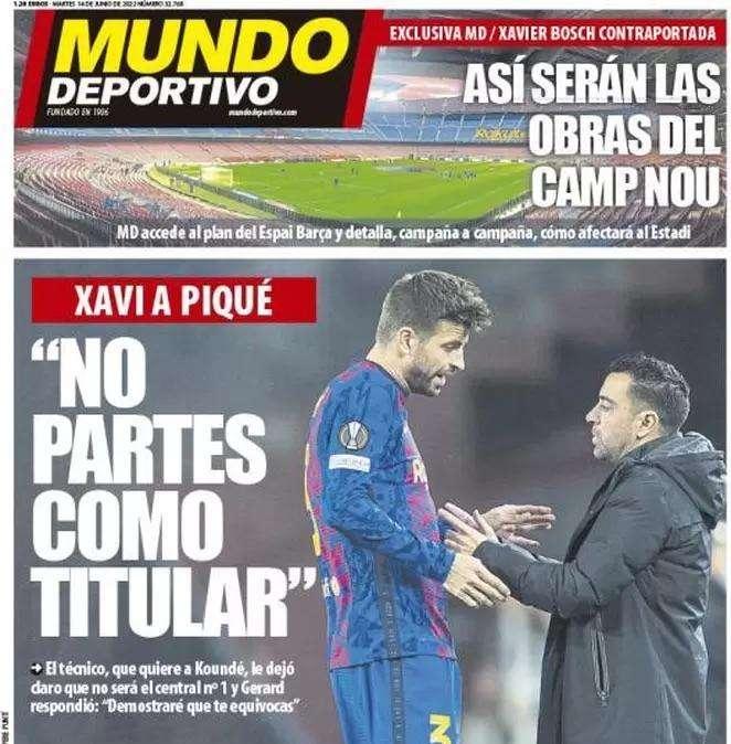 Mundo Deportivo: "No partes como titular"