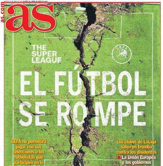 ¡ Los diarios en España preocupados por la SuperLega ! AS: "El fútbol se rompe"