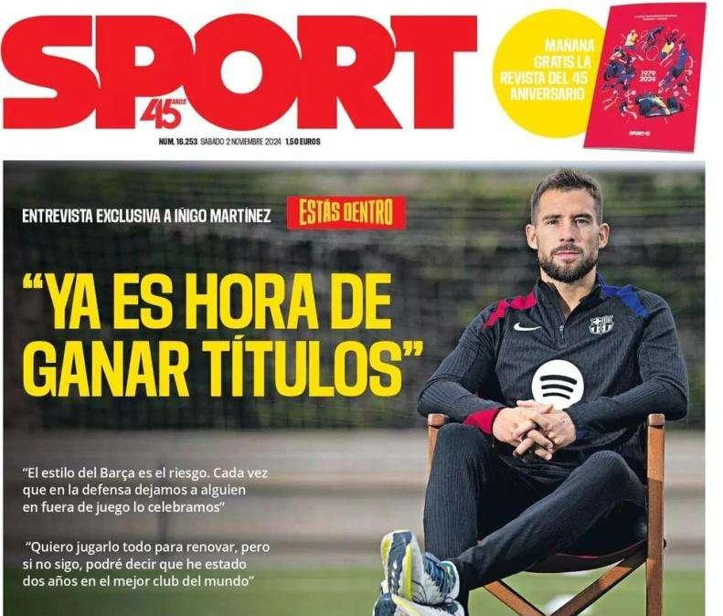 Iñigo Martínez en Sport: "Ya es hora de ganar títulos"