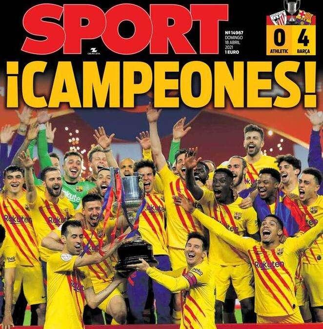 ¡ Los diarios en España celebran al Barça! Sport: ¡ "Campeones" !