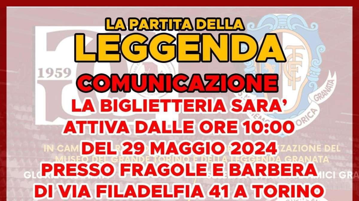 La Partita della Leggenda, domani per il match delle 18,30 al Filadelfia biglietteria aperta dalle ore 10