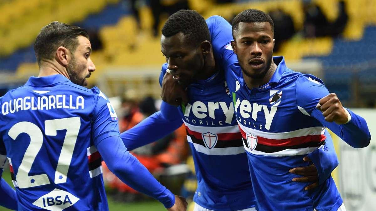 Sampdoria in controllo a Parma all'intervallo: blucerchiati avanti 2-0