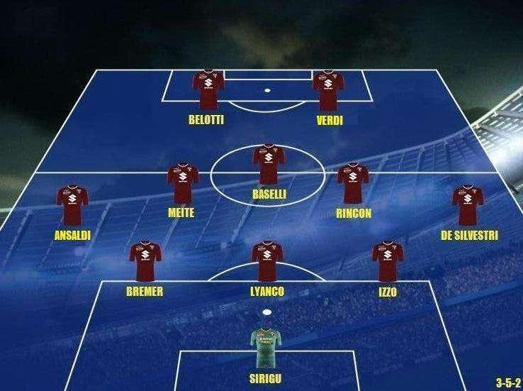 Probabile formazione Toro - Torna Baselli, Zaza al posto di Verdi davanti