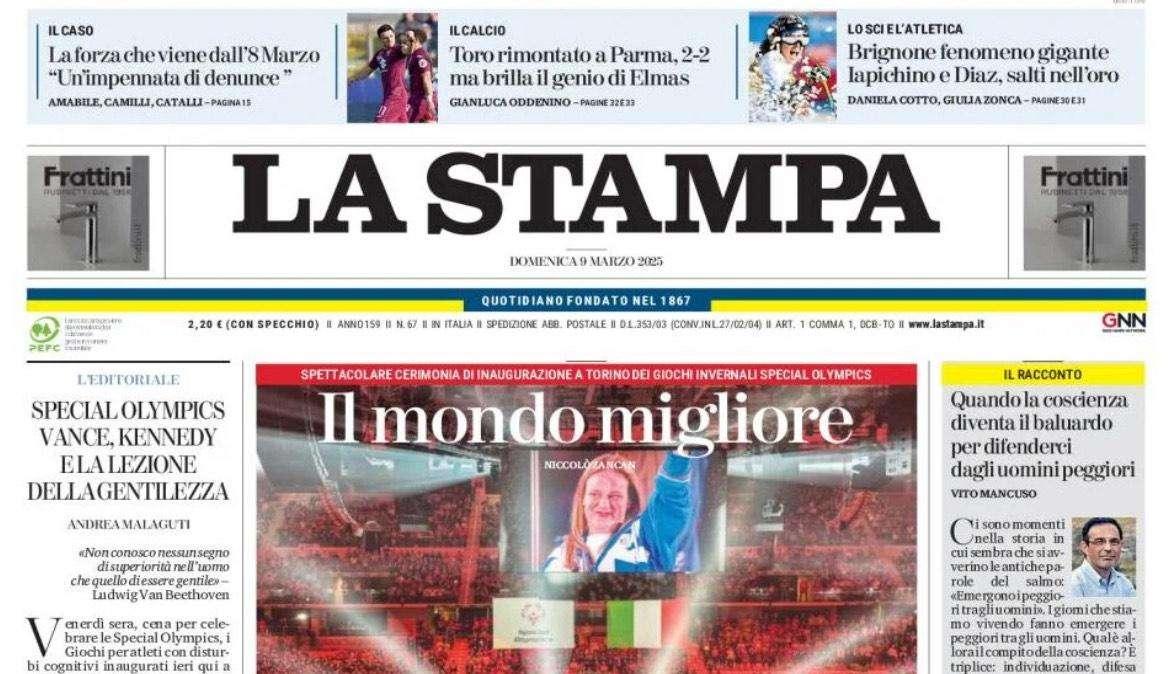 La Stampa: “Toro rimontato a Parma, 2-2, ma brilla il genio di Elmas”