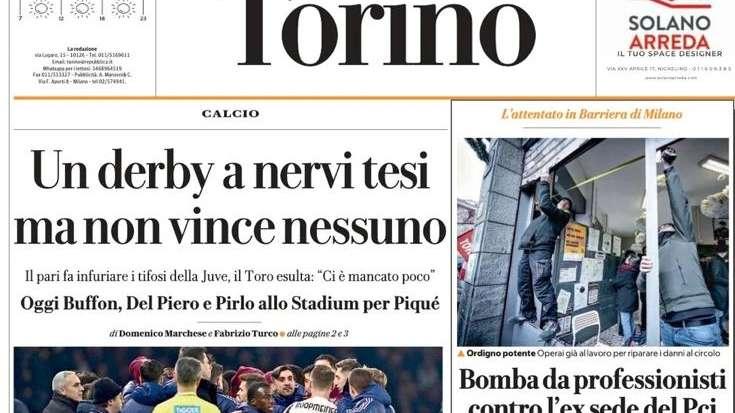 La Repubblica ed. Torino: “Un derby a nervi tesi ma non vince nessuno”