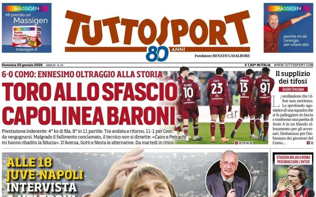 Tuttosport: “Toro allo sfascio. Capolinea Baroni”