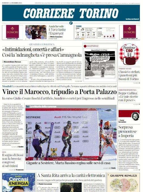 Corriere di Torino titola in taglio alto: "Il Toro batte l'Espanyol"