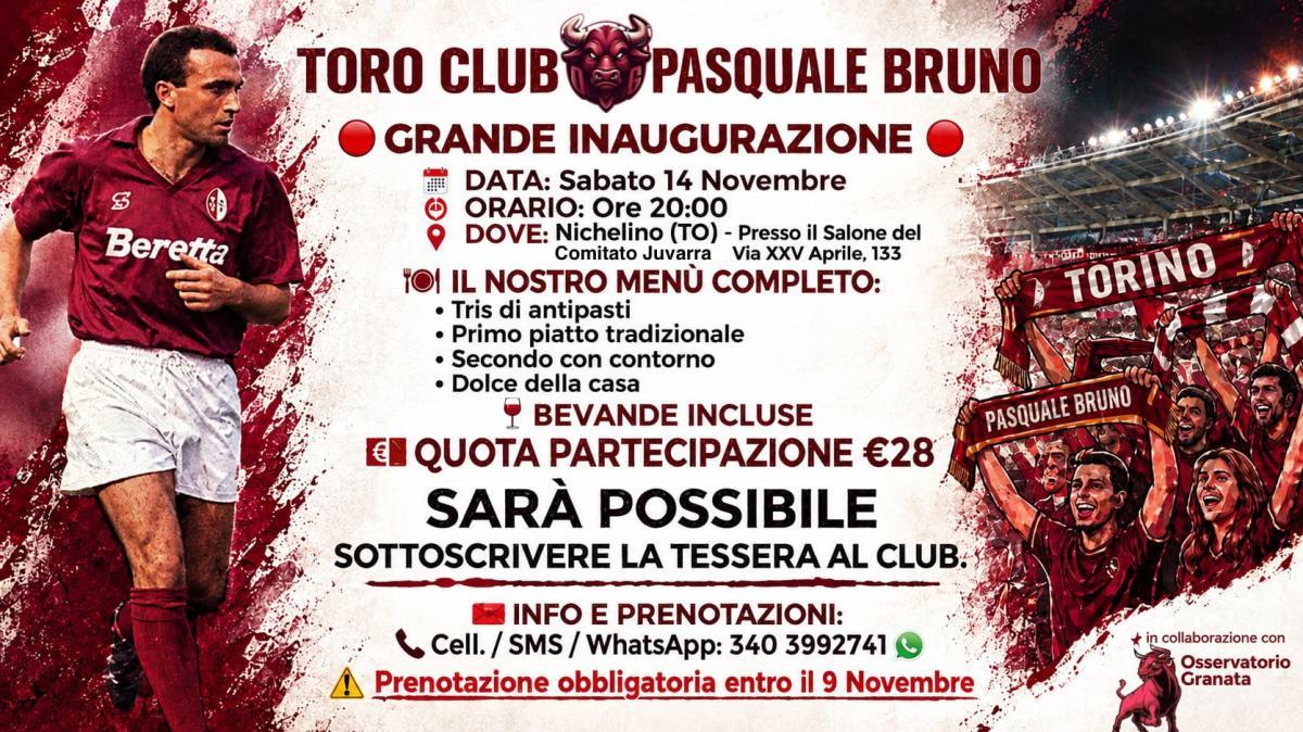 Il 14 novembre sarà inaugurato un nuovo Toro Club intitolato a Pasquale Bruno