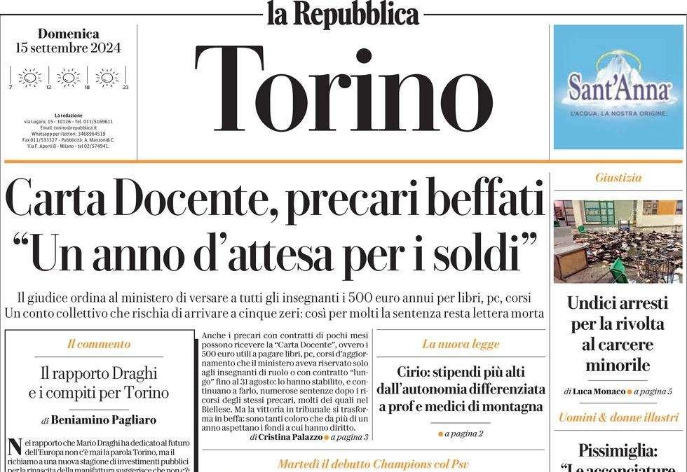 La Repubblica ed. Torino: “Vanoli: Lecce insidioso. E per restare in vetta conferma Zapata e Adams”