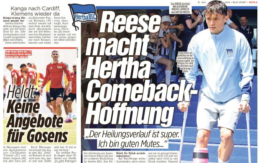 Dalla Germania su Bild Zeitung: “Heldt: keine angebote für Gosens”
