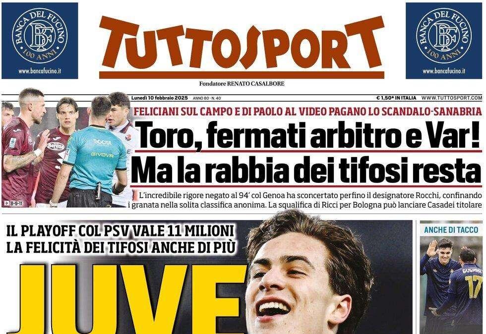 Tuttosport: “Toro, fermati arbitro e Var! Ma la rabbia dei tifosi resta”